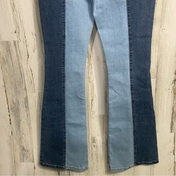 Altar'd State Blue Two-Tone Flare Jeans - Picture 4 of 11